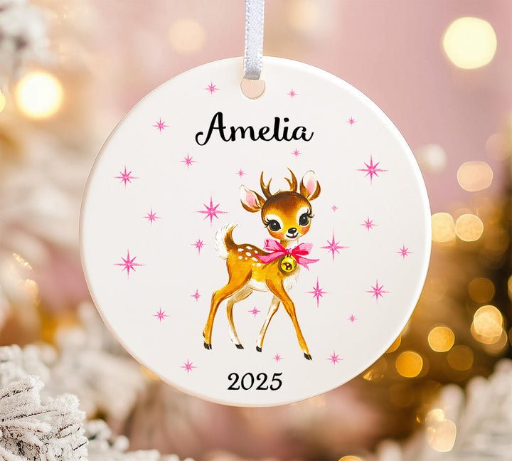 Pink Deer Ornament
