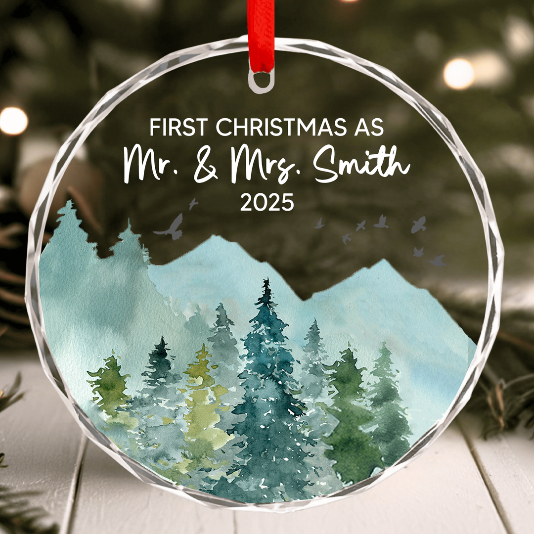 Rustic First Christmas Married Ornament