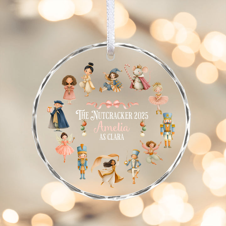 12 Nutcracker Characters Personalized Crystal Glass  Ornament