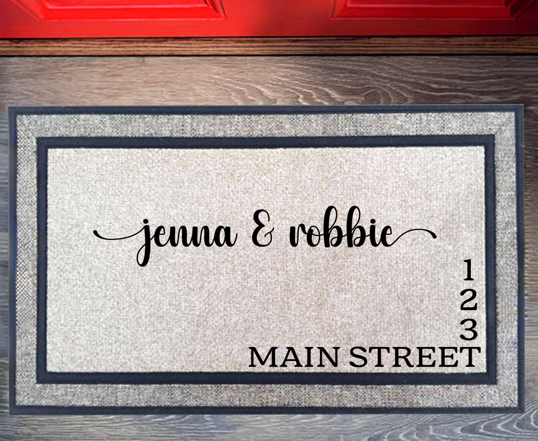 Centered Name & Bordered Address Personalized Doormat