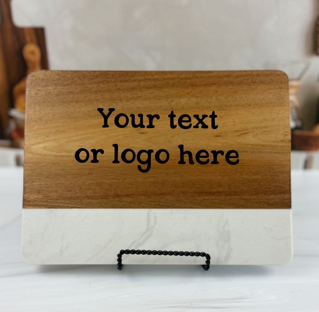 Design Your Own - White Marble & Acacia Cutting Board