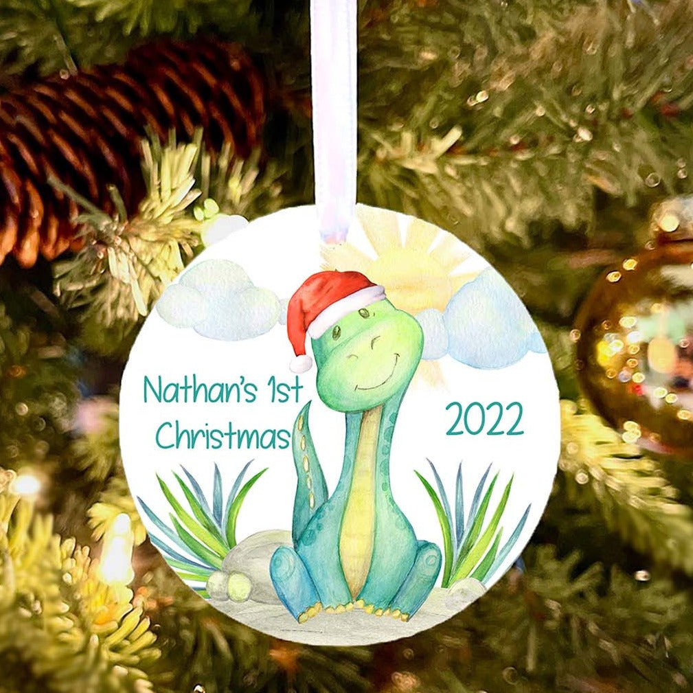 Dinosaur First Christmas Personalized Ornament