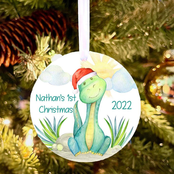 Dinosaur First Christmas Personalized Ornament